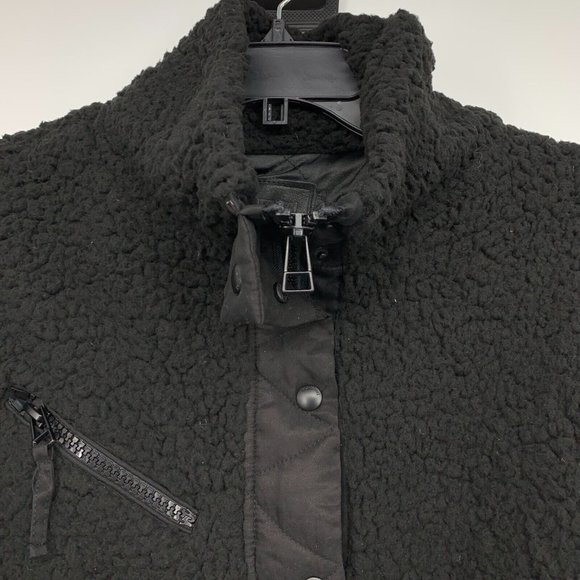 Blank NYC Jacket Black High Collar Sherpa SOFT Button Snap - Picture 7 of 11